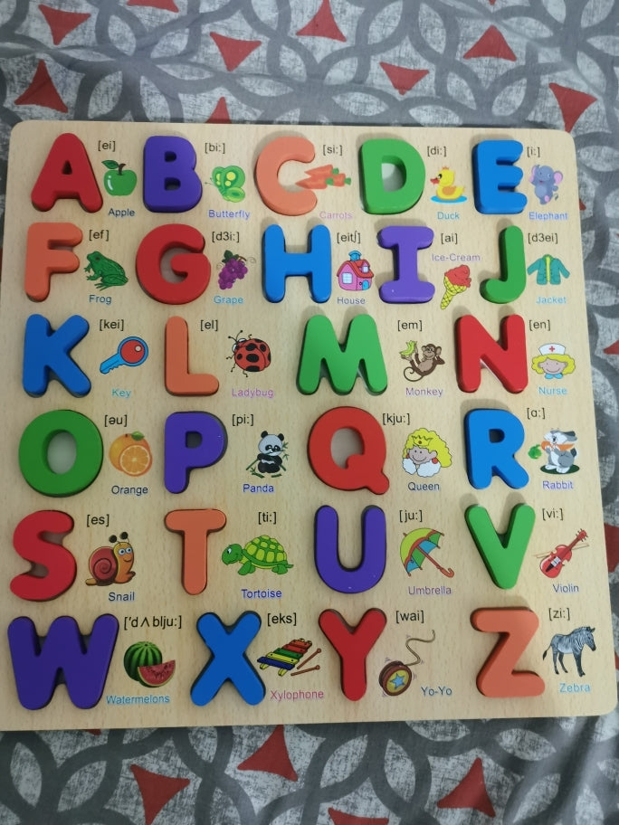 3D Alphabet Sorting Board with Pictures – Educational Letter Recognition Toy for Kids