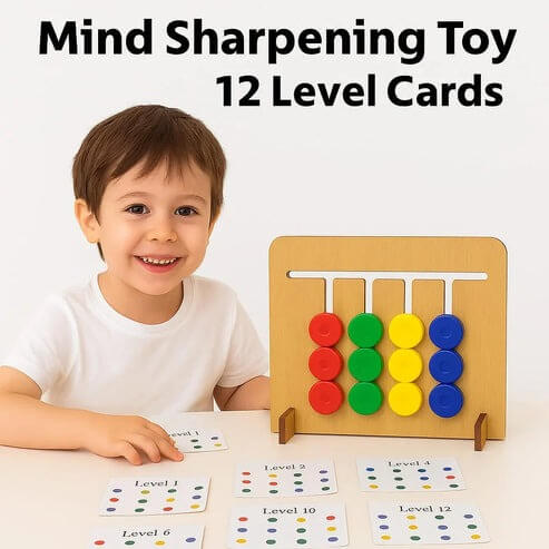 Mind Sharpening Game – 12-Level Card Puzzle (MDF Base)