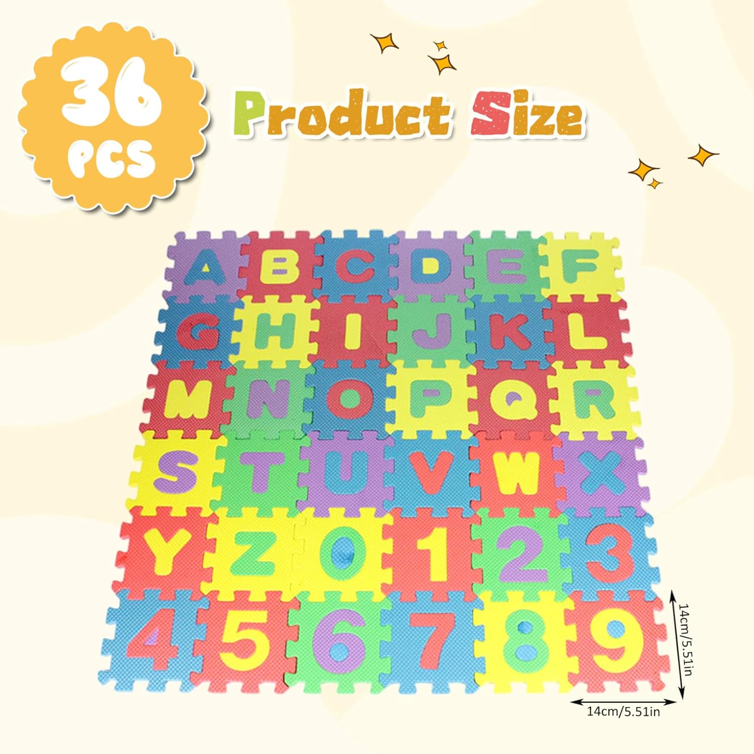 36 Pcs EVA Puzzle Mats – Alphanumeric ABC & 123 Soft Foam Learning Tiles