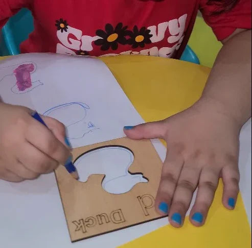 A to Z Alphabet Wooden Drawing Stencils – Kids Creative Learning & Tracing Set