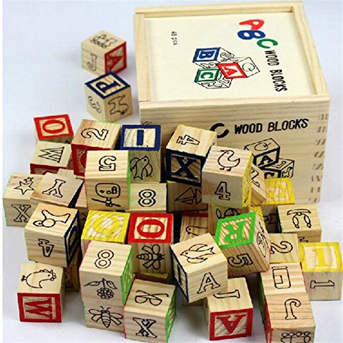 ABC & 123 Wooden Blocks Set – Early Learning Educational Alphabet & Number Blocks for Kids