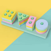 Wooden Geometric Cognitive Puzzle Blocks – Montessori Shape & Color Learning Set